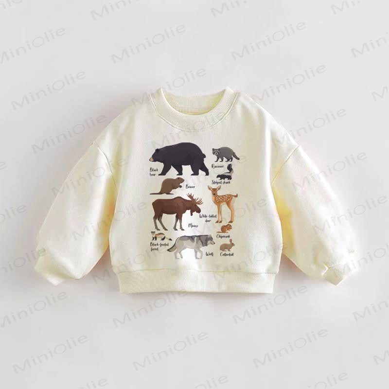 Baby Kleinkind Sweatshirt mit Waldtiermotiv - Creme - 3-5J - image 1