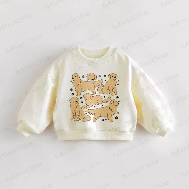Baby Kleinkind Sweatshirt mit Golden-Retriever-Motiv - Creme - 3-5J - image 1