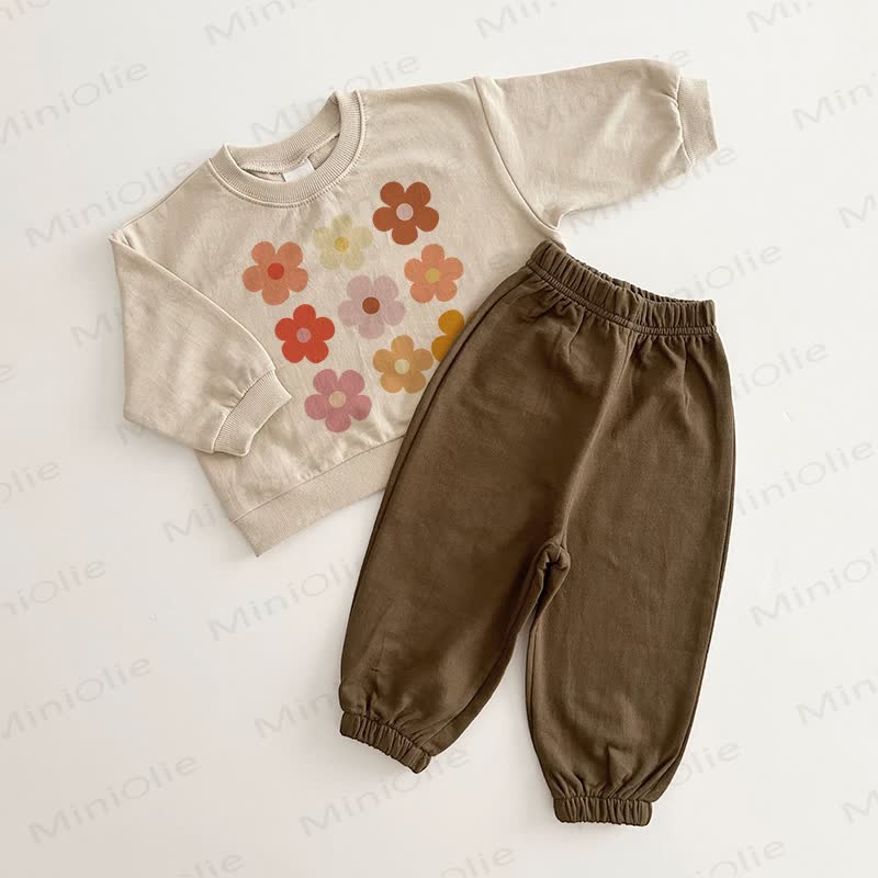 Baby Set , Mehrfarbig , Blume , Braun /Beige , 2-teilig - Braun Beige - 2-3J - image 1