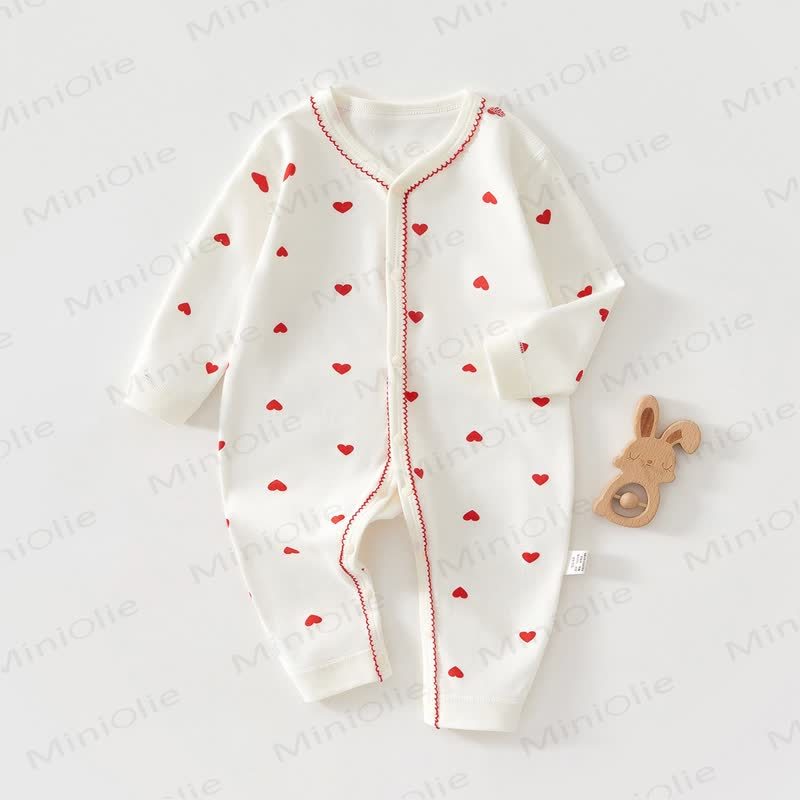 Baby Strampler aus reiner Baumwolle, Einfarbig/ mit Herz - Rotes Herz - 18-24M - image 4