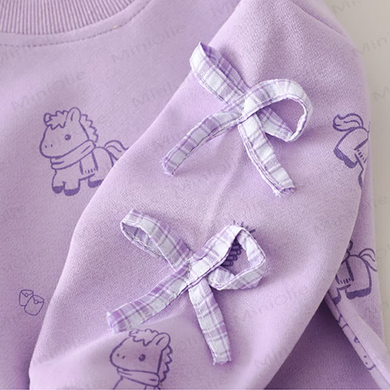 Baby Kleinkind Mädchen-Pferd- Schleife - Karo-2-teiliges Set - image 12