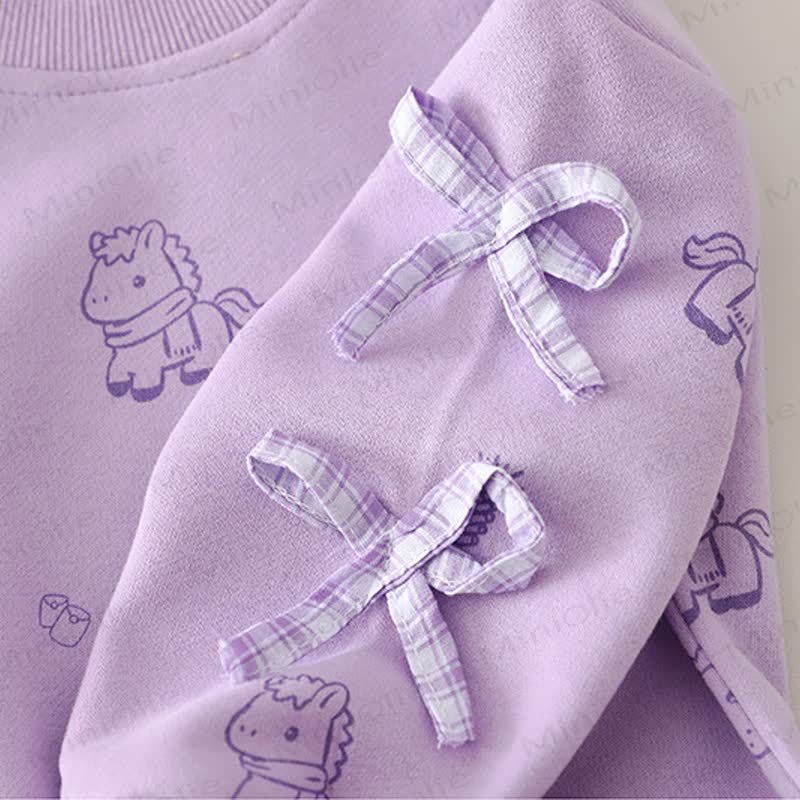 Baby Kleinkind Mädchen-Pferd- Schleife - Karo-2-teiliges Set - image 12