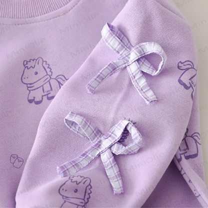 Baby Kleinkind Mädchen-Pferd- Schleife - Karo-2-teiliges Set - image 12