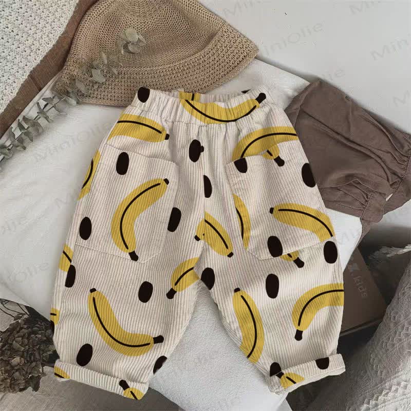 Baby Kleinkind mit Bananen- und Punktmuster - Hose - Beige - 5-7J - image 1