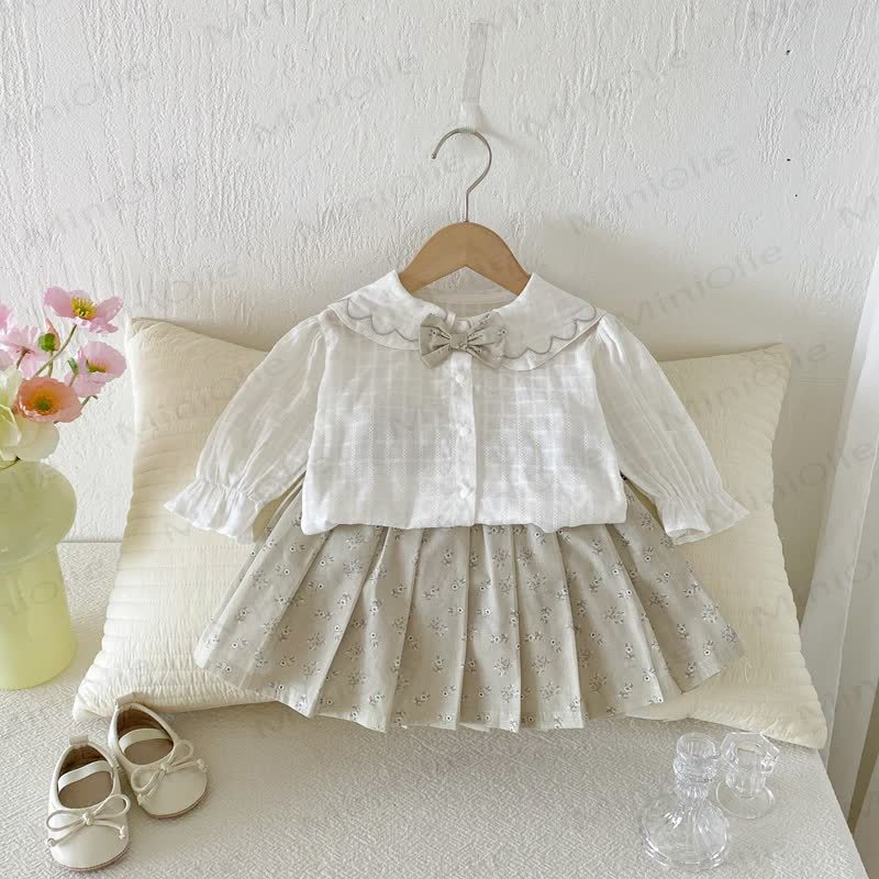 Baby Kleinkind -Mädchen- Spitze und Schleife mit Blume und Rock - image 2