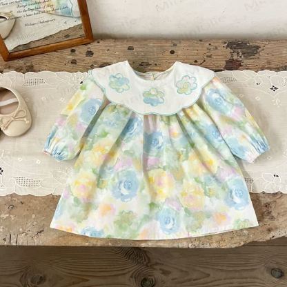 Kleid für Baby und Kleinkinder mit Gestickt am Revers - Hellblau - 8Y - image 1
