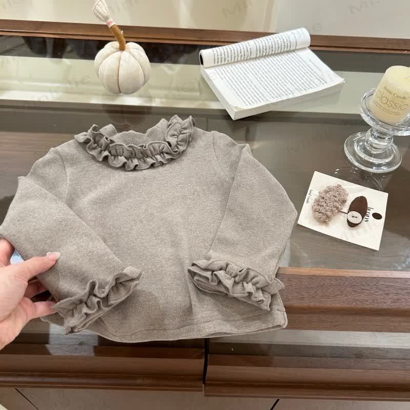 Kleinkind Kind Einfarbig Rüschen-T-Shirt - Khaki - 10Y - image 6