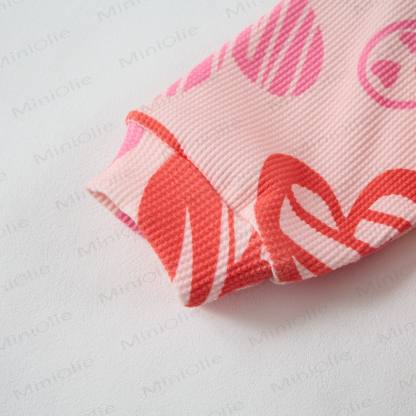 Baby Waffel Sweatshirt mit bunten Herzen, 2-teiliges Rosa Set - image 3