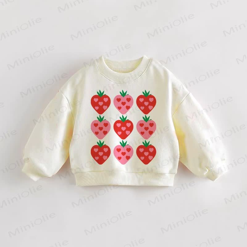 Baby Kleinkind Liebe Erdbeere -Sahne Sweatshirt - Creme - 3-5J - image 1