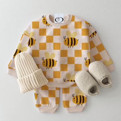 Baby Beige Plaid Biene 2-teiliges Set - Beige - 2-3J - image 1