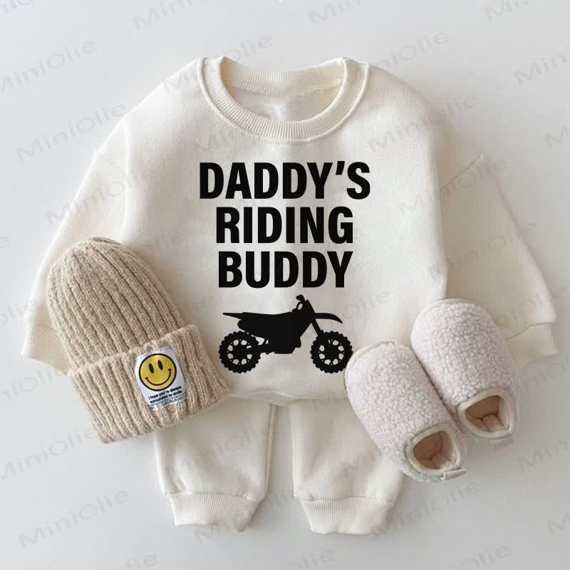 DADDY'S RIDING BUDDY Baby Auto Sweatshirt , weiß, 2-teiliges Set - Weiß - 2-3J - image 1