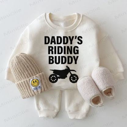 DADDY'S RIDING BUDDY Baby Auto Sweatshirt , weiß, 2-teiliges Set - Weiß - 2-3J - image 1