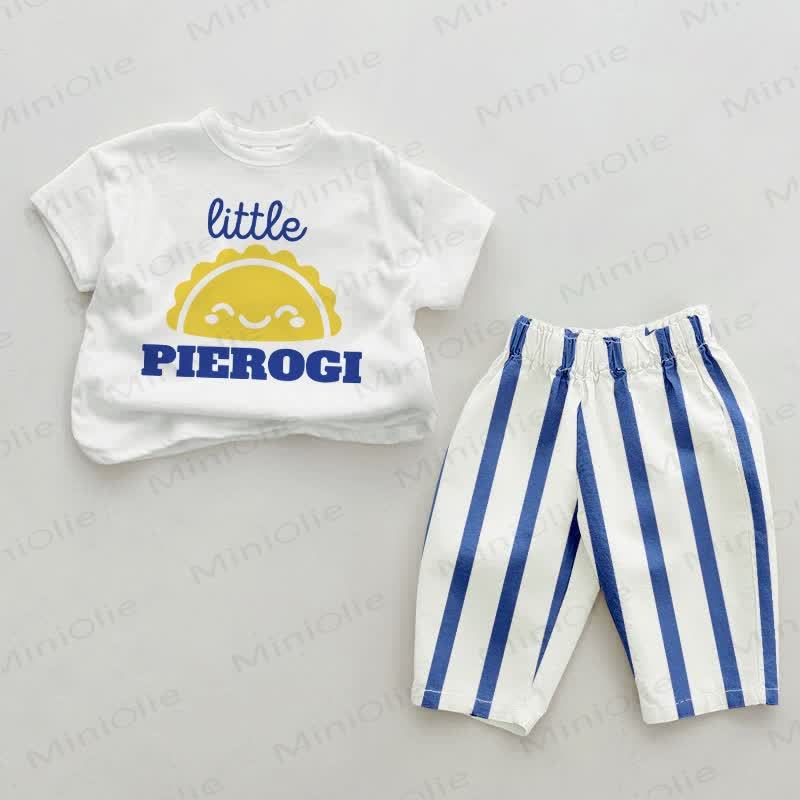 LITTLE PIEROGI Baby , vertikal Streifen 2-teiliges Set - Weiß & Blau - 2-3J - image 1