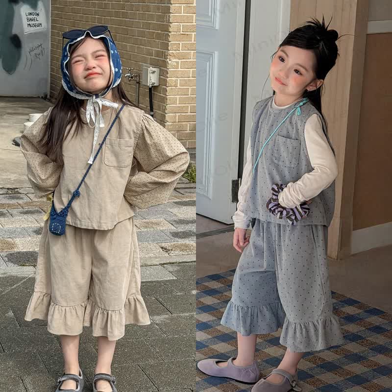  Baby Kleinkind Mädchen Set , Einfarbig/ Punkt , 2-teilig - image 1