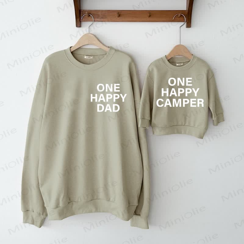 EIN ONE HAPPY MAMA/DAD / ONE HAPPY CAMPER Baby Grau Grün Familien Sweatshirt  - Glücklicher Vati - XL - image 2