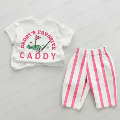 DADDY'S FAVORITE CADDY Baby , vertikal Streifen 2-teiliges Set - Weiß & Rosa - 2-3J - image 1