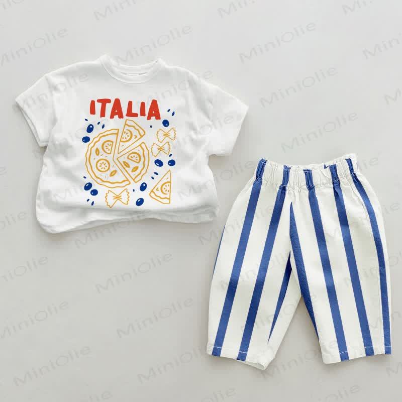 ITALIA Baby , vertikal Streifen 2-teiliges Set - Weiß & Blau - 2-3J - image 1