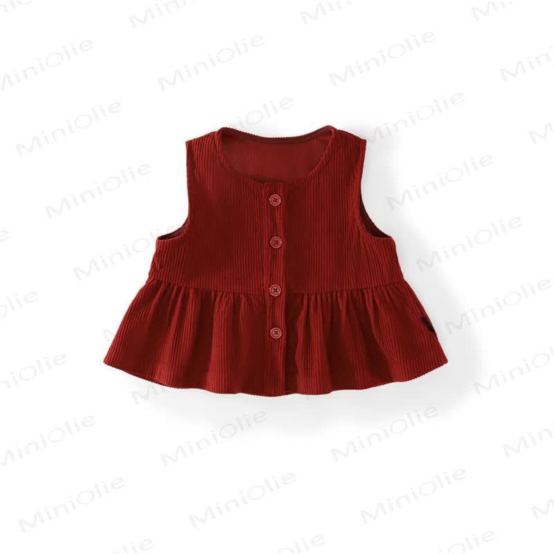 Kleid mit Schleife für Kind und Hase / Cord Tanktop - Rotes Tanktop - 10Y - image 4