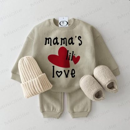 MAMA'S LIL LOVE Baby Sweatshirt Set , Grau Grün, 2-teilig - Grau Grün - 2-3J - image 1