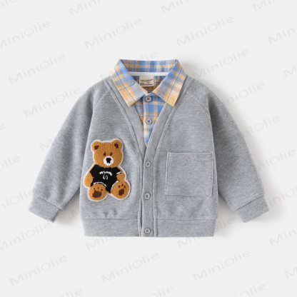 Kind Jungen Sweatshirt mit Bär , 2-teilig - Grau - 8Y - image 8