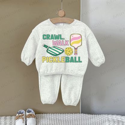 CRAWL WALK PICKLEBALL Baby Liebe Graues Sweatshirt 2-teiliges Set - Grau - 2-3J - image 1