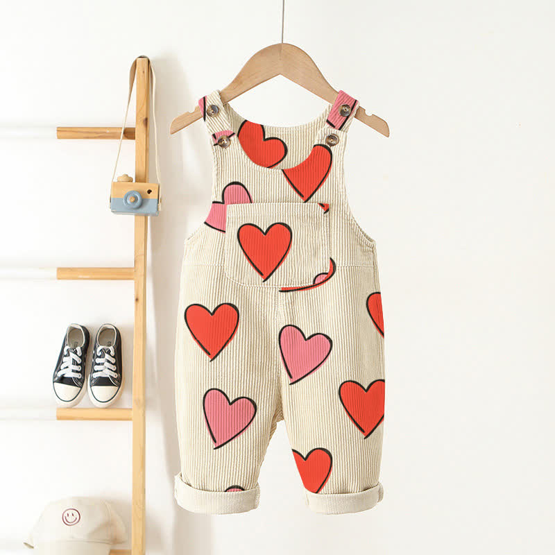 Baby Kleinkind Cord Overalls in Beige mit Herz - Beige - 2-3J - image 1