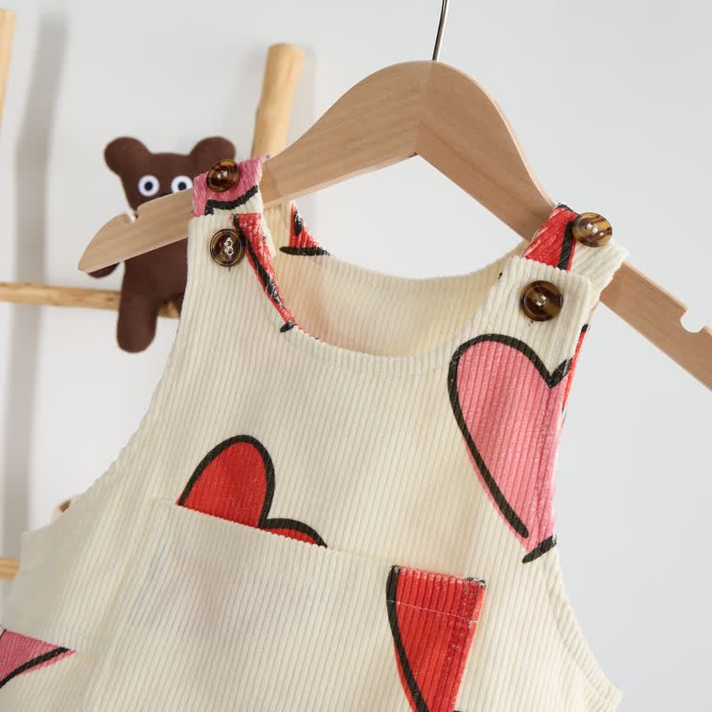 Baby Kleinkind Cord Overalls in Beige mit Herz - image 4