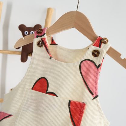 Baby Kleinkind Cord Overalls in Beige mit Herz - image 4
