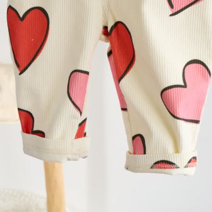 Baby Kleinkind Cord Overalls in Beige mit Herz - image 6