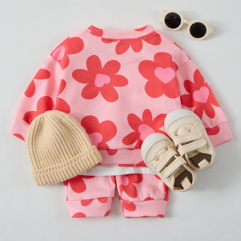 Baby Blume Herz Rosa Waffel 2-teiliges Set - image 3