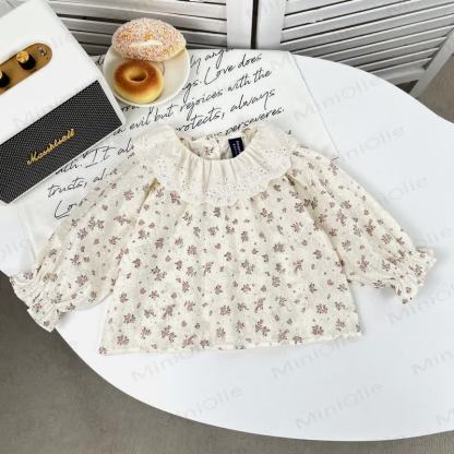 Baby Kleinkind -Mädchen- Spitze mit Blume und Lace / Ärmelloses Kleid - Beige Spitze - 5-6Y - image 4