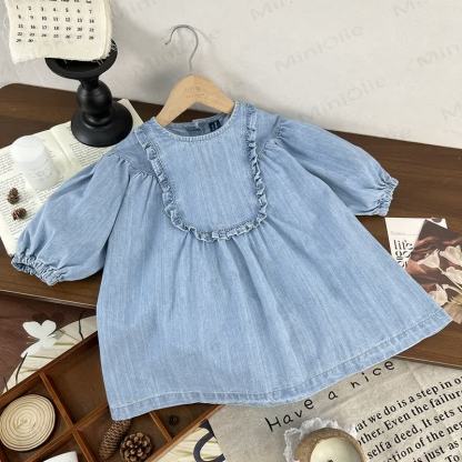 Süß Einfarbig Denim für Baby und Kleinkind - Blau - 5-6Y - image 1