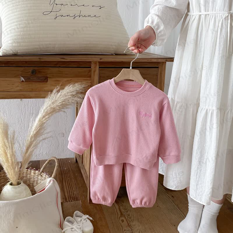 2-teiliges Gestickt Waffel Set für Baby und Kleinkind - Rosa - 8Y - image 8