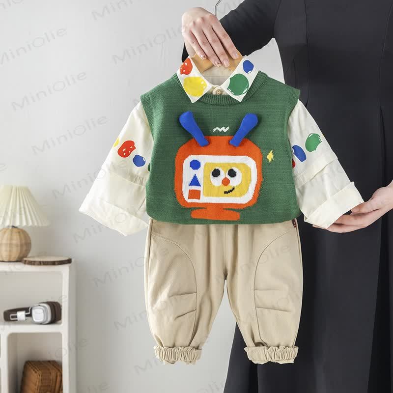 3-teiliges Stricken für Baby und Kleinkind , Mehrfarbig - Grün - 5-7J - image 1