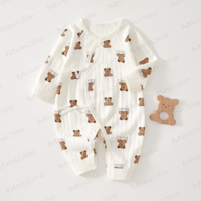  Baby Neugeboren -Kimono- Strampler mit Bär und Herz - Bär - 3-6M - image 1