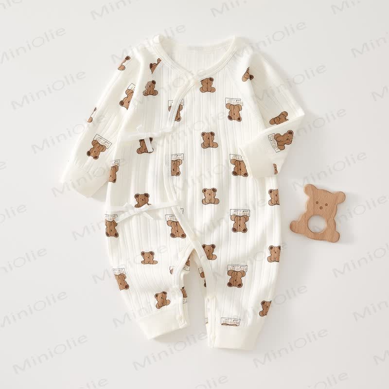  Baby Neugeboren -Kimono- Strampler mit Bär und Herz - Bär - 3-6M - image 1