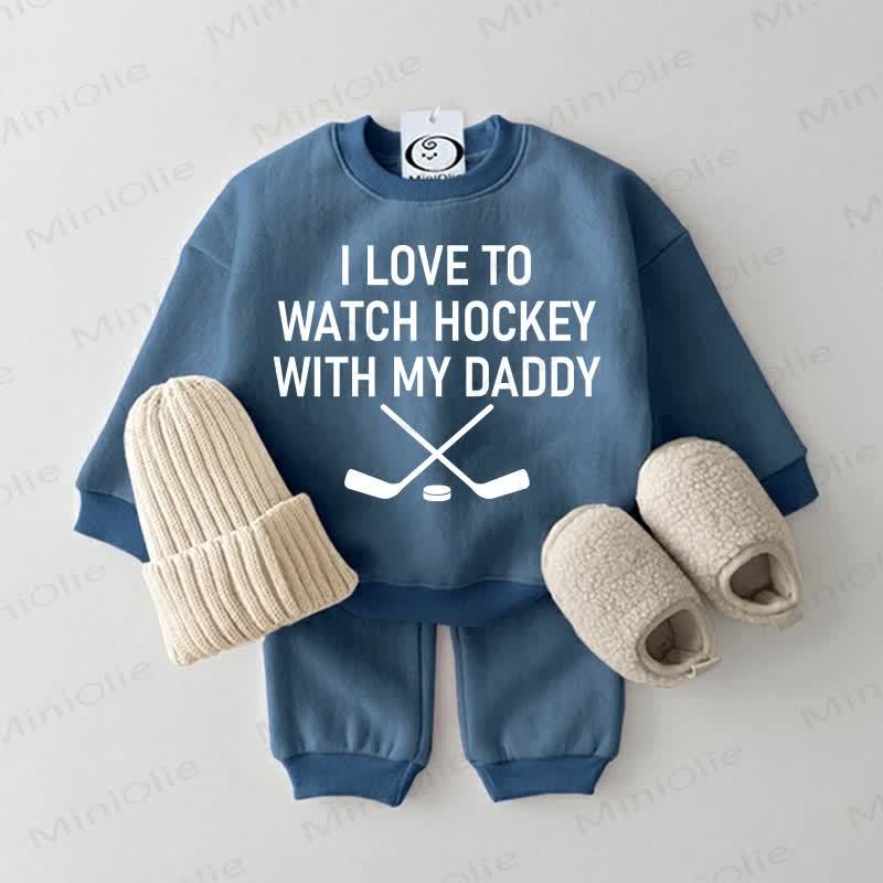 I LOVE TO WATCH HOCKEY WITH MY DADDY – Baby Sweatshirt, 2-teiliges Set , Blau - Blau - 2-3J - image 1