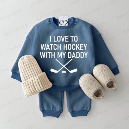 I LOVE TO WATCH HOCKEY WITH MY DADDY – Baby Sweatshirt, 2-teiliges Set , Blau - Blau - 2-3J - image 1