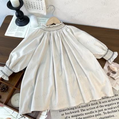 Baby Kleinkind Kleid Einfarbig Lace - Beige - 5-6Y - image 2