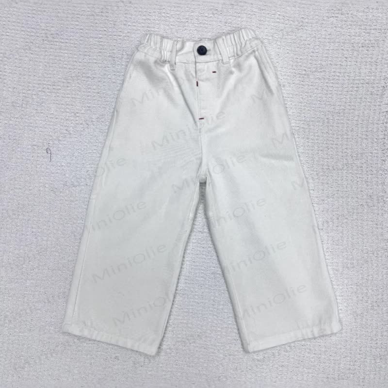 Baby Kleinkind Jeans, Einfarbig, locker Hose - Weiß - 5-6Y - image 4