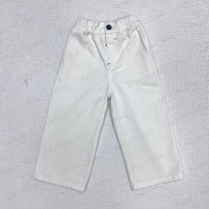 Baby Kleinkind Jeans, Einfarbig, locker Hose - Weiß - 5-6Y - image 4