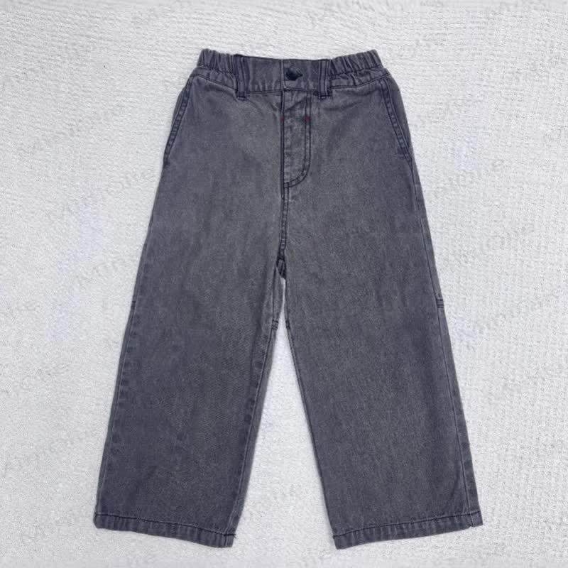 Baby Kleinkind Jeans, Einfarbig, locker Hose - Hellgrau - 5-6Y - image 5