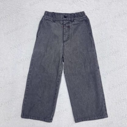 Baby Kleinkind Jeans, Einfarbig, locker Hose - Hellgrau - 5-6Y - image 5