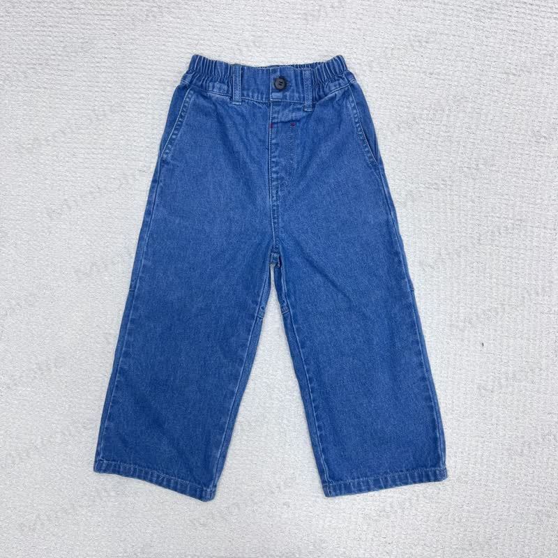 Baby Kleinkind Jeans, Einfarbig, locker Hose - Dunkelblau - 5-6Y - image 3
