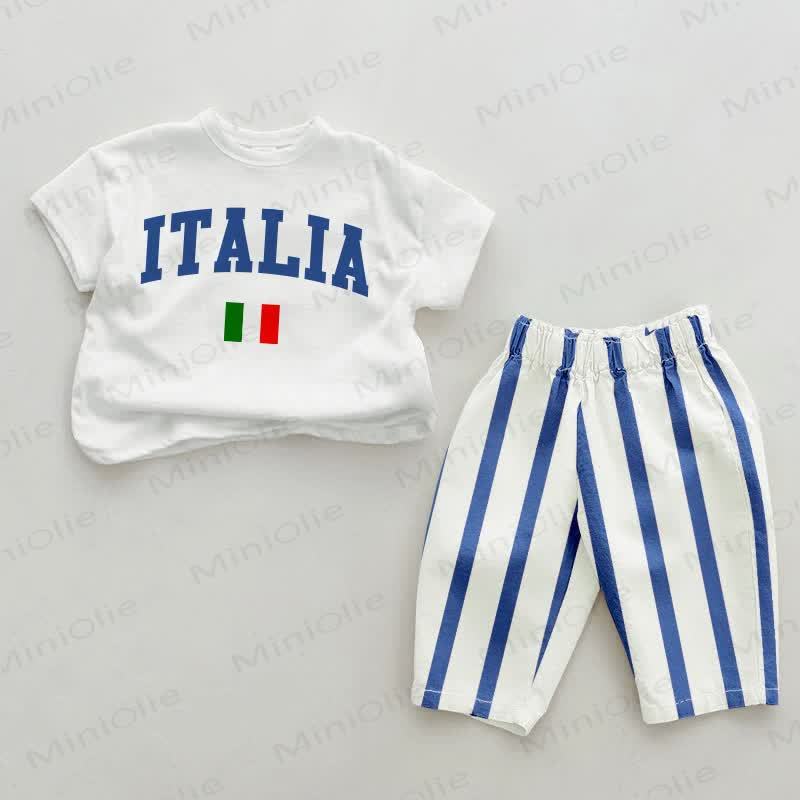 ITALIA Baby 2-teiliges Set in Blau mit vertikalen Streifen - Weiß & Blau - 2-3J - image 1