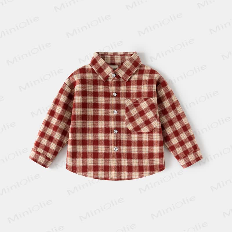 Kind mit Plaid Brusttasche - Rot - 8Y - image 8