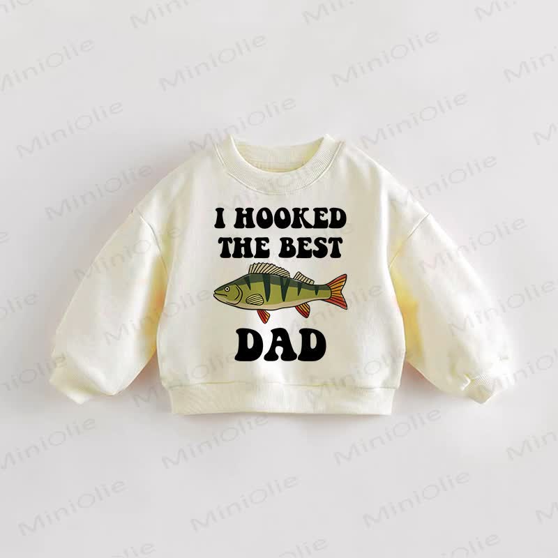 I HOOKED THE BEST DAD Baby Kleinkind Creme Sweatshirt - Creme - 3-5J - image 1