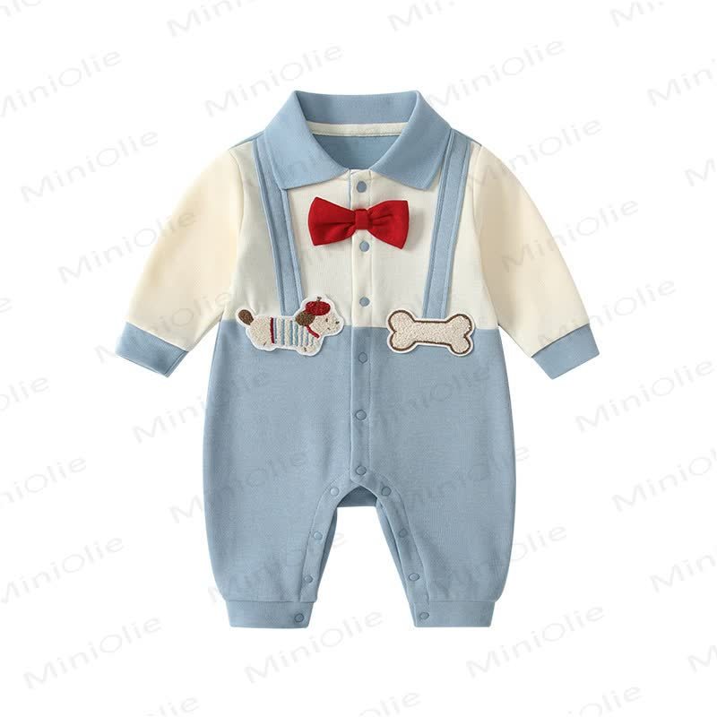Baby Strampler mit Hundemotiv und Schleife (2-teilig ) - image 4