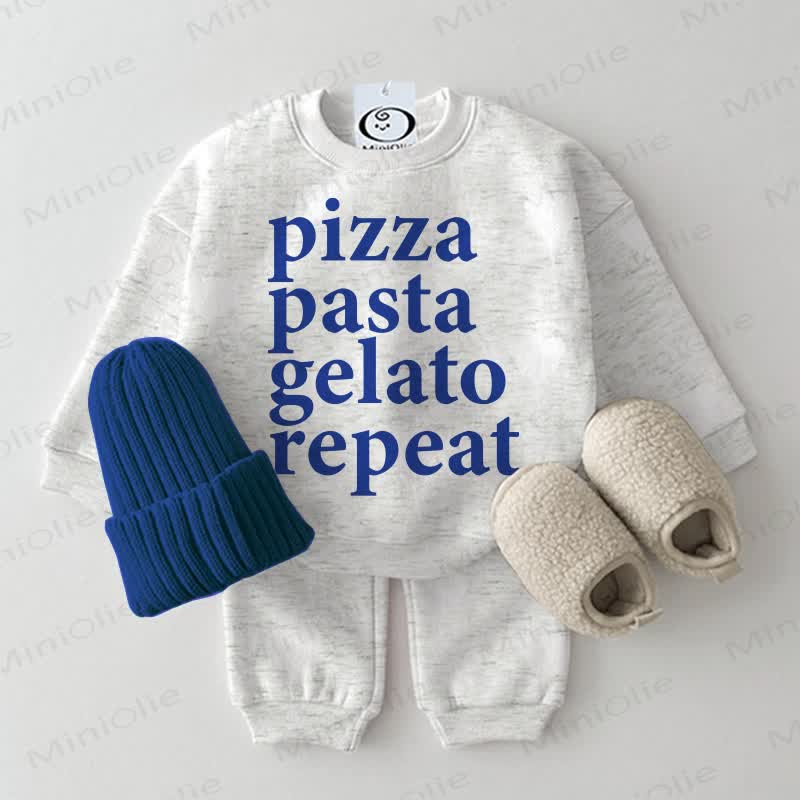 PIZZA PASTA GELATO REPEAT Baby Sweatshirt 2- Hellgrau Set - Hellgrau - 2-3J - image 1