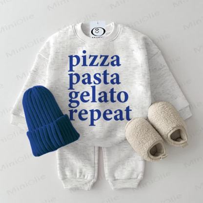 PIZZA PASTA GELATO REPEAT Baby Sweatshirt 2- Hellgrau Set - Hellgrau - 2-3J - image 1